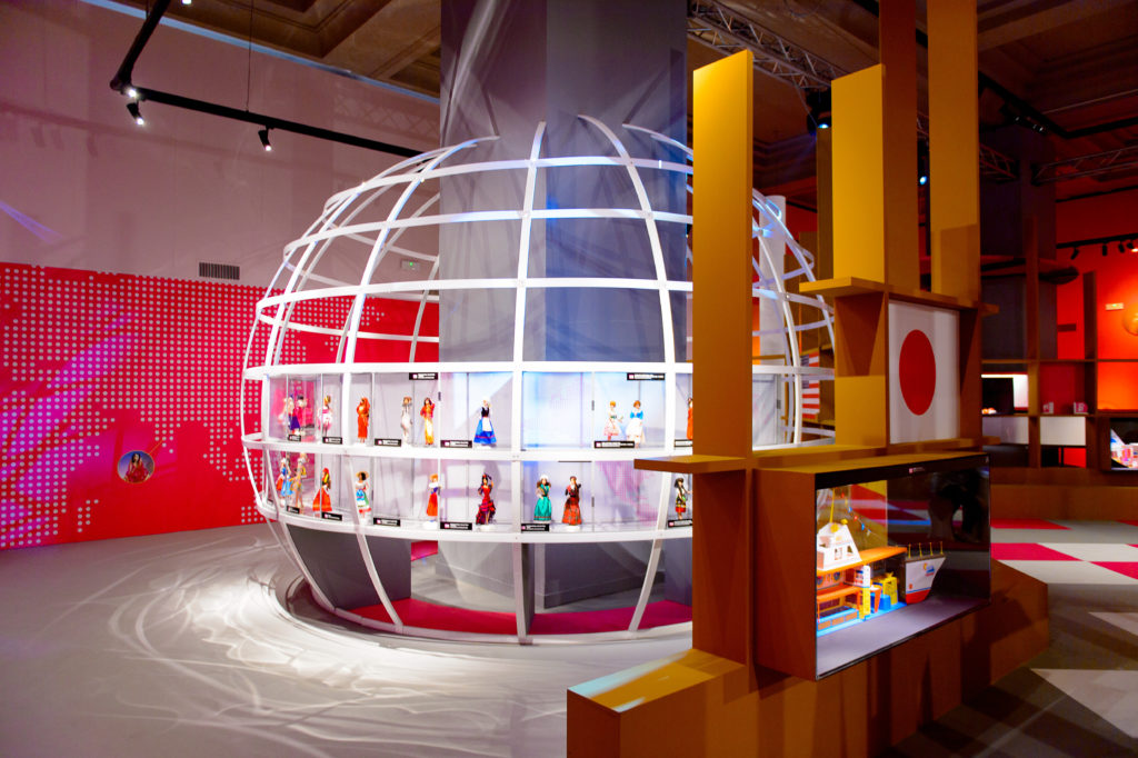Featured in Barbie Film Locations, this image shows Barbie doll exhibition Barbie brand belongs to the American toy-company Mattel Inc