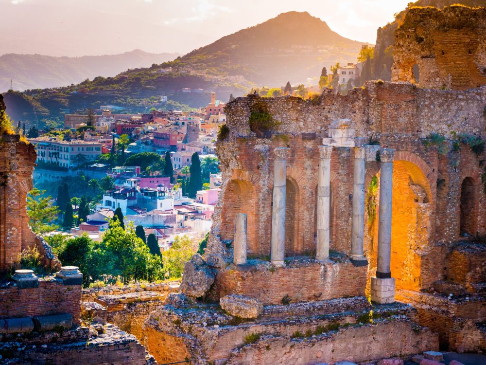 The Ruins of Taormina Theater at Sunset The Ruins of Taormina Theater at Sunset