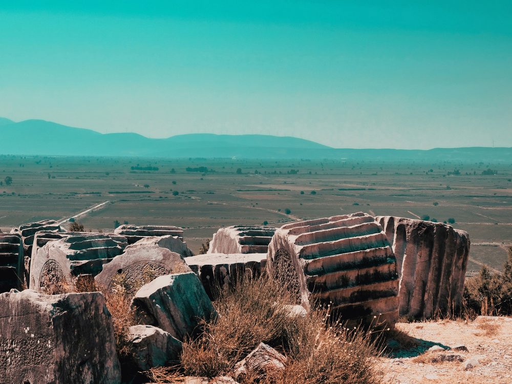 Ancient Studies Turkiye landscape view of the Priene Ruins in Turkey.
