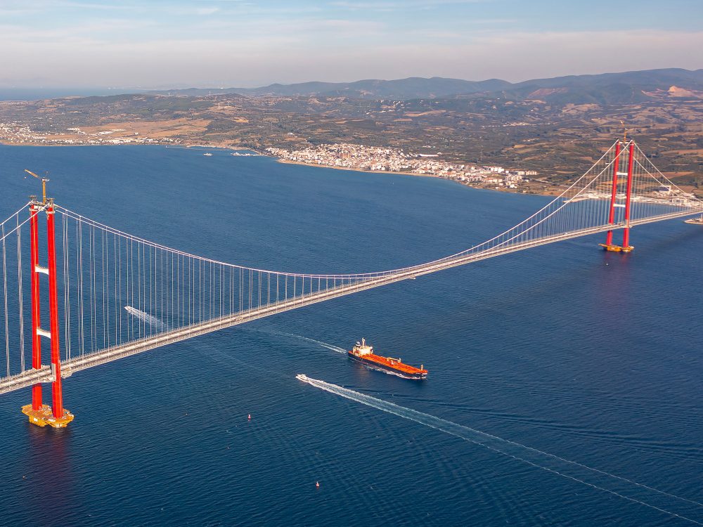 A new bridge connecting two continents 1915 canakkale bridge in Istanbul, Turkiye.