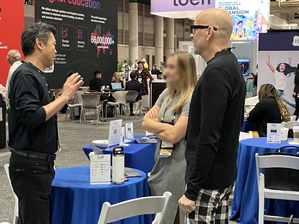 Students Fare team members attending the NAFSA 2024 Annual Conference & Expo to discuss tours, flights, hotels, and academic pursuits.