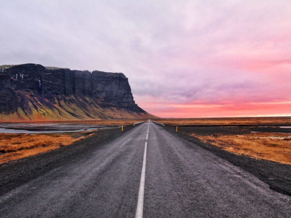Transport down the Route 1 Road tour in Iceland.