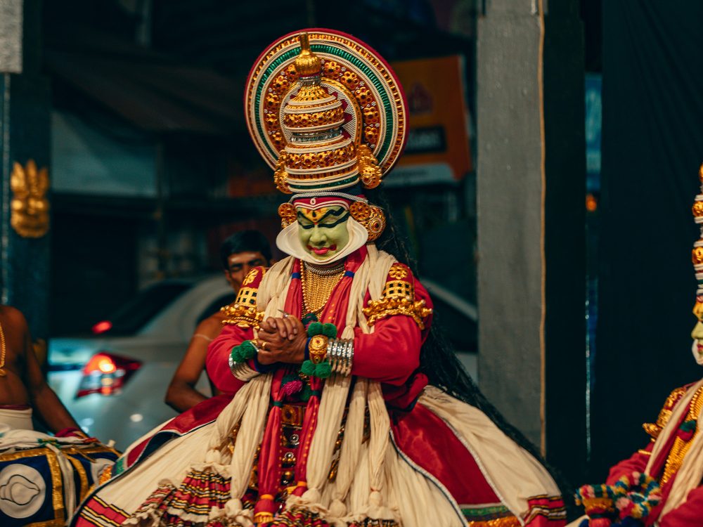 Students Fare Agricultural Tour live event of Kerala Kochi Cochin Kathakali Theatre in India.
